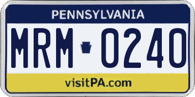PA license plate MRM0240