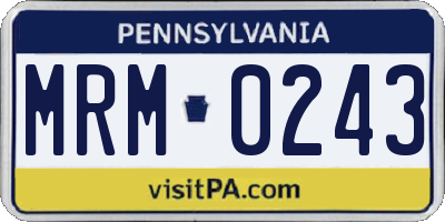 PA license plate MRM0243
