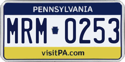 PA license plate MRM0253
