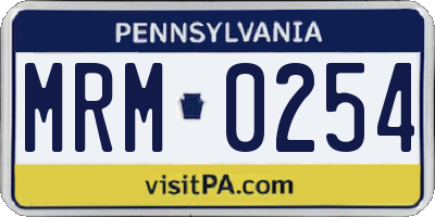 PA license plate MRM0254