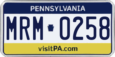 PA license plate MRM0258