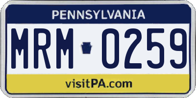 PA license plate MRM0259