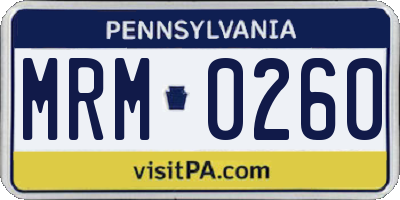PA license plate MRM0260