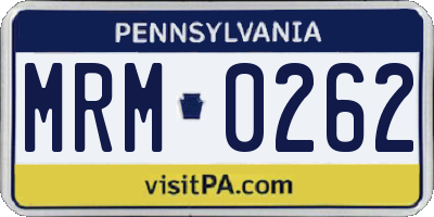 PA license plate MRM0262