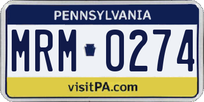 PA license plate MRM0274