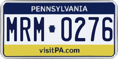 PA license plate MRM0276