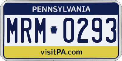 PA license plate MRM0293