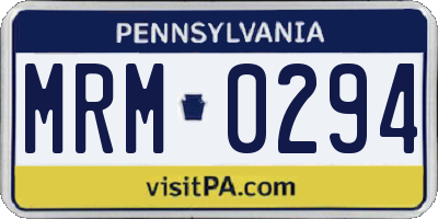 PA license plate MRM0294