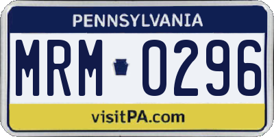 PA license plate MRM0296