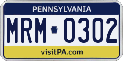 PA license plate MRM0302