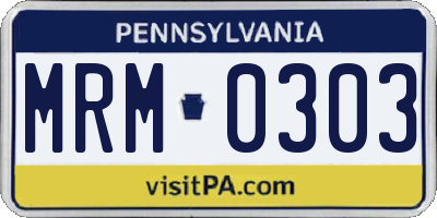 PA license plate MRM0303