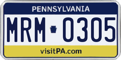 PA license plate MRM0305