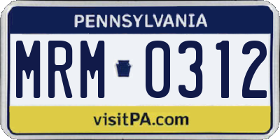 PA license plate MRM0312