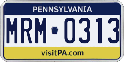 PA license plate MRM0313