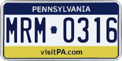 PA license plate MRM0316