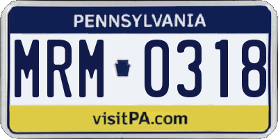 PA license plate MRM0318