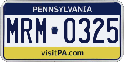 PA license plate MRM0325