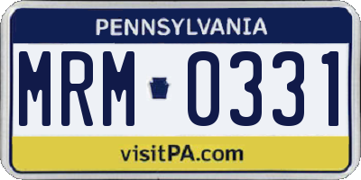 PA license plate MRM0331