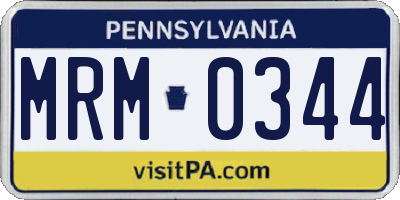 PA license plate MRM0344