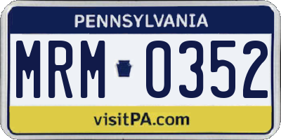 PA license plate MRM0352