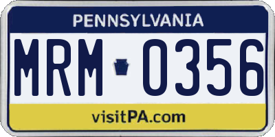 PA license plate MRM0356