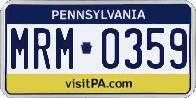 PA license plate MRM0359