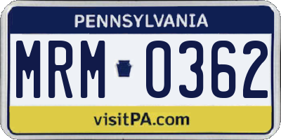 PA license plate MRM0362