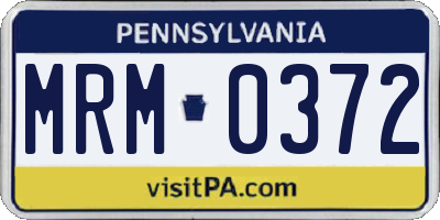 PA license plate MRM0372