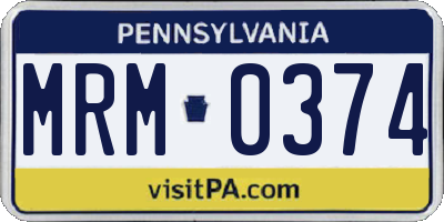 PA license plate MRM0374
