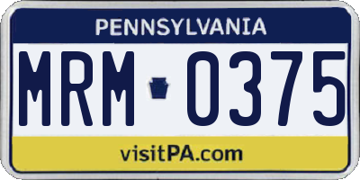 PA license plate MRM0375