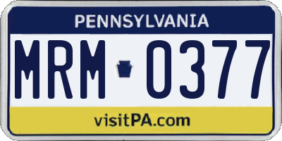 PA license plate MRM0377