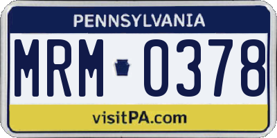 PA license plate MRM0378