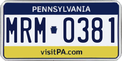 PA license plate MRM0381