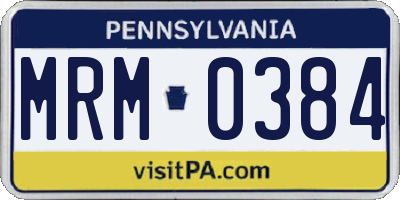 PA license plate MRM0384