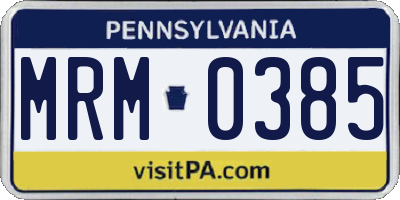 PA license plate MRM0385