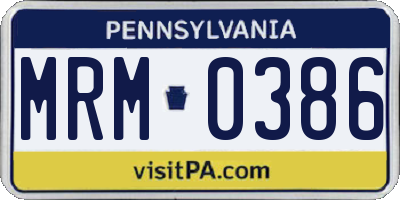PA license plate MRM0386