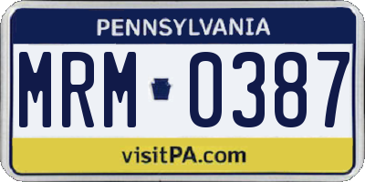 PA license plate MRM0387