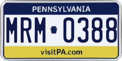PA license plate MRM0388