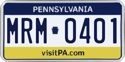 PA license plate MRM0401