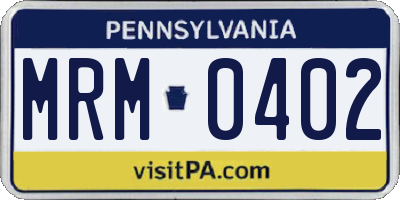 PA license plate MRM0402