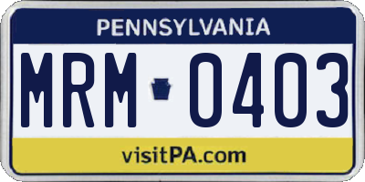 PA license plate MRM0403