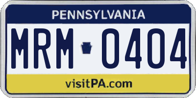PA license plate MRM0404