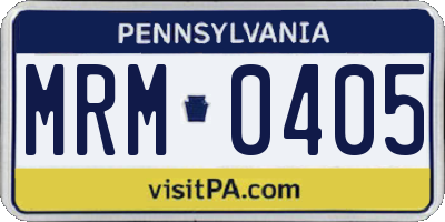 PA license plate MRM0405