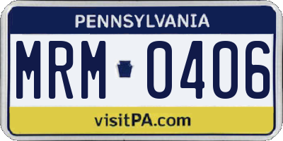 PA license plate MRM0406