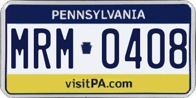 PA license plate MRM0408