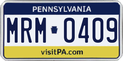 PA license plate MRM0409