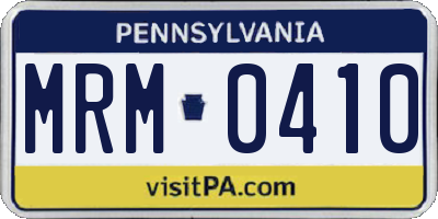 PA license plate MRM0410