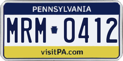 PA license plate MRM0412