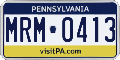 PA license plate MRM0413