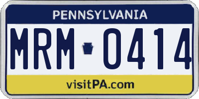 PA license plate MRM0414